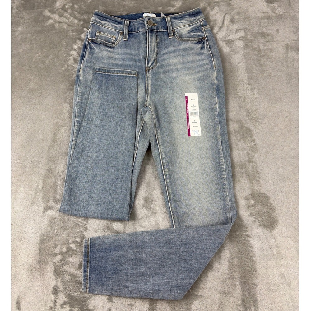 Time and Tru Womens High Rise Skinny Jeans Light Wash Blue Sz 2 Regular TT331000
